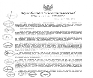 Resolución Viceministerial N.° 023-2019-MINEDU