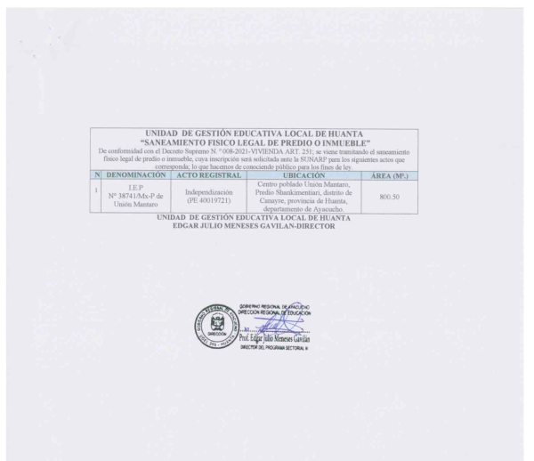 I.E.P Nº 38741/Mx-P de Unión Mantaro