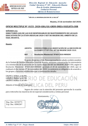 OFICIO MULTIPLE Nº 0155- 2020-GRA/GG-GRDS-DREA-UGELHTA-DIR