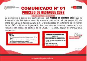 ABSOLUCIÓN DE RECLAMOS PROCESO DE DESTAQUE 2022