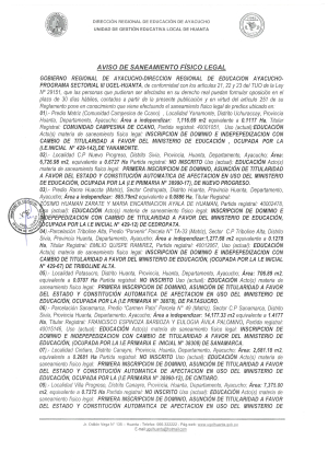 SANEAMIENTO FISICO LEGAL DE TERRENOS DE LAS IE DE LA JURISDICCIÓN DE LA UGEL HUANTA