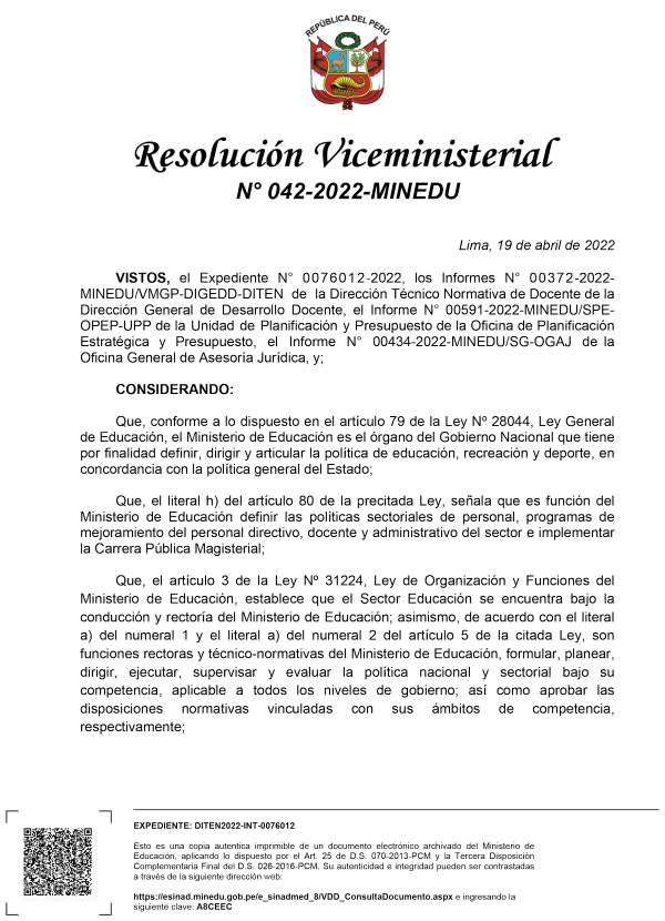 Documento Normativo RVM_N°_042-2022-MINEDU