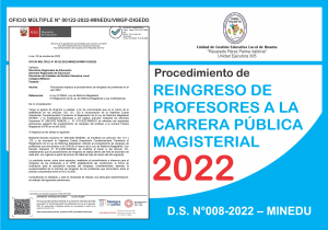 PROCESO DE REINGRESO DE PROFESORES A LA CARRERA PÚBLICA MAGISTERIAL 2022